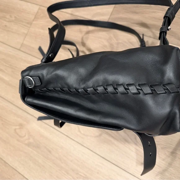 Black leather All Saints Fin Shoulder Backpack